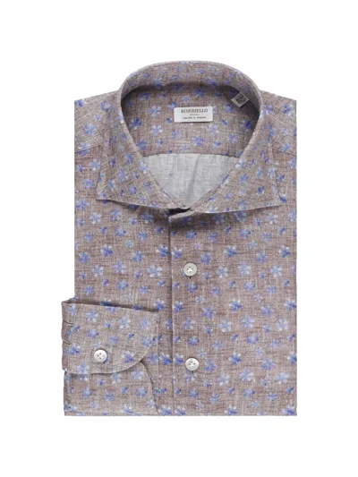 Borriello Napoli Floral-print Spread-collar Shirt In Brown