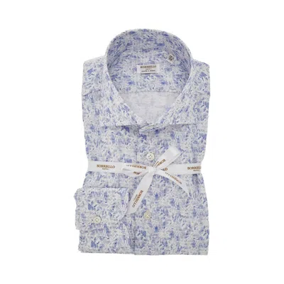 Borriello Napoli Foliage Print Linen Shirt In Blue