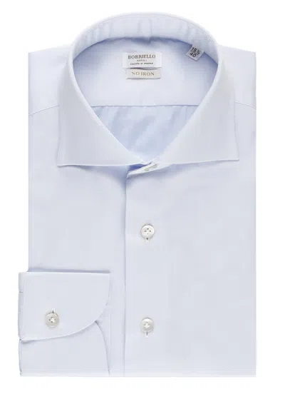 Borriello Napoli Light Blue Classic Collar Shirt In White