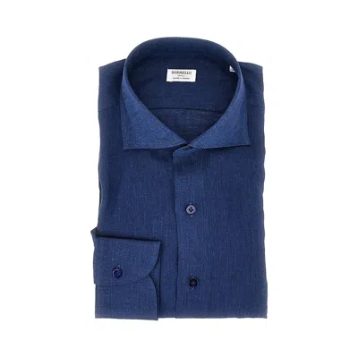 Borriello Napoli Linen Tailored Shirt In Blue