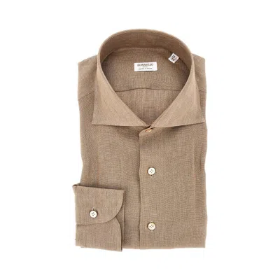 Borriello Napoli Spread-collar Linen Shirt In Brown