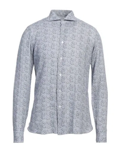 Borriello Napoli Man Shirt Azure Size 15 ¾ Linen In Blue