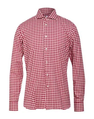 Borriello Napoli Man Shirt Brick Size 15 ½ Cotton In Burgundy