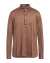 Borriello Napoli Man Shirt Camel Size 17 ½ Cotton In Beige