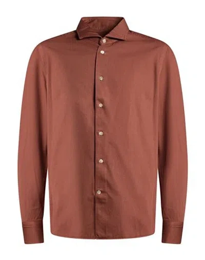 Borriello Napoli Man Shirt Light Brown Size 16 ½ Cotton