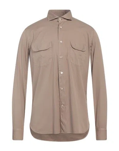 Borriello Napoli Man Shirt Light Brown Size 16 Cotton In Beige