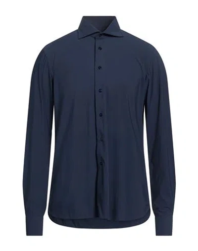 Borriello Napoli Man Shirt Midnight Blue Size 16 ½ Nylon, Elastane