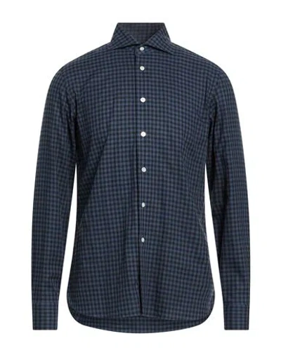 Borriello Napoli Man Shirt Midnight Blue Size 17 Cotton