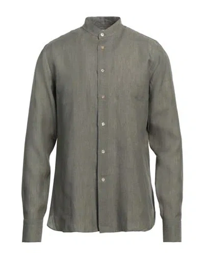 Borriello Napoli Man Shirt Military Green Size 15 ¾ Linen
