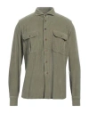 Borriello Napoli Man Shirt Military Green Size 17 ½ Cotton