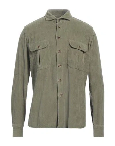Borriello Napoli Man Shirt Military Green Size 17 ½ Cotton