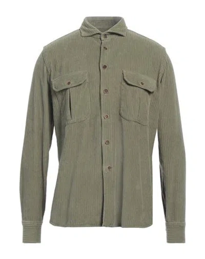 Borriello Napoli Man Shirt Military Green Size 18 Cotton