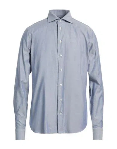 Borriello Napoli Man Shirt Slate Blue Size 16 ½ Cotton In Gray