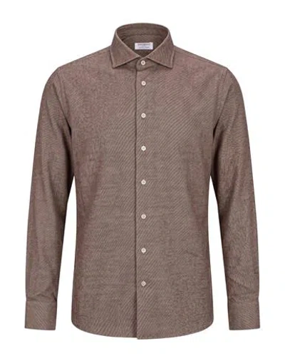 Borriello Napoli Man Shirt Taupe Size 17 Cotton In Purple