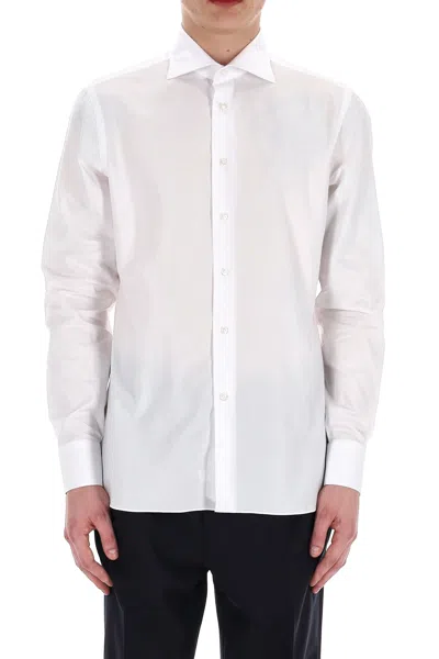 Borriello Napoli Micro Pattern Cotton Tailored Shirt In White
