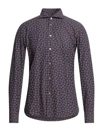 Borriello Napoli Passion Green Man Shirt Chocolate Brown Size 17 ½ Cotton In Multi