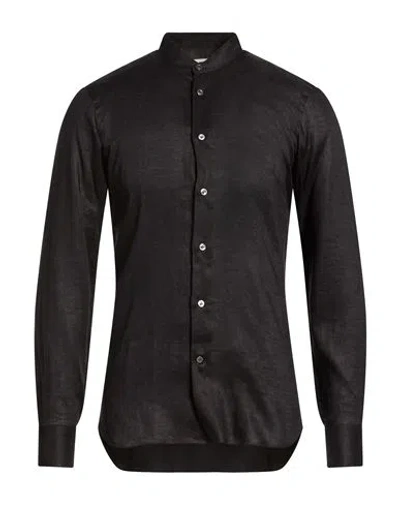 Borriello Napoli Passion Man Shirt Black Size 17 Linen