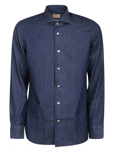 Borriello Napoli Man Shirt Lead Size 17 Cotton In Dark Denim