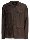 Borriello Napoli Borriello Linen Shirt With Classic Collar In Brown