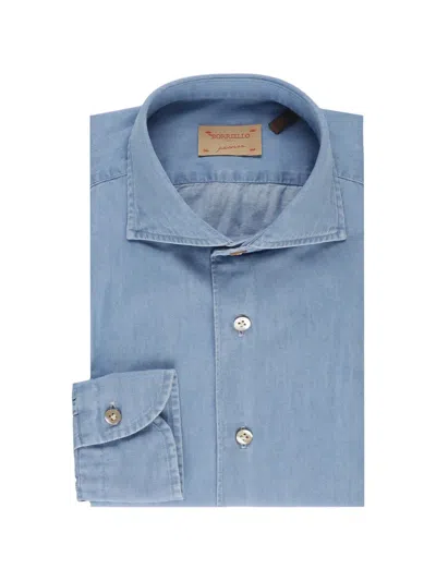 Borriello Napoli Spread-collar Denim Shirt In Blue
