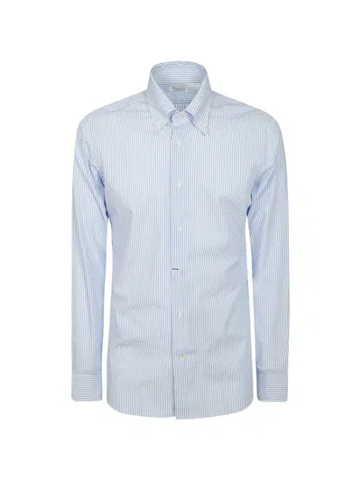 Borriello Napoli Striped Button-down Shirt In Blue