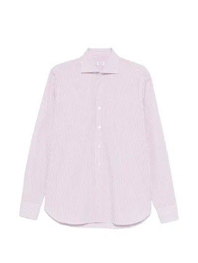 Borriello Napoli Striped Button-up Shirt In Purple