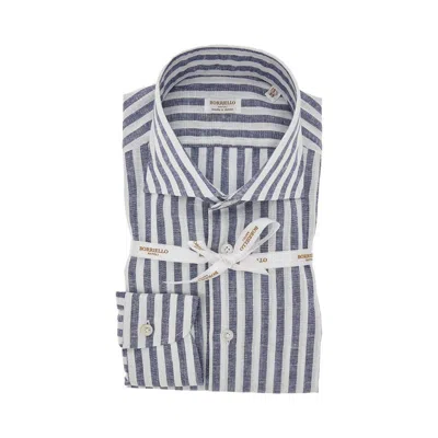 Borriello Napoli Striped Cotton And Linen Shirt In Blue
