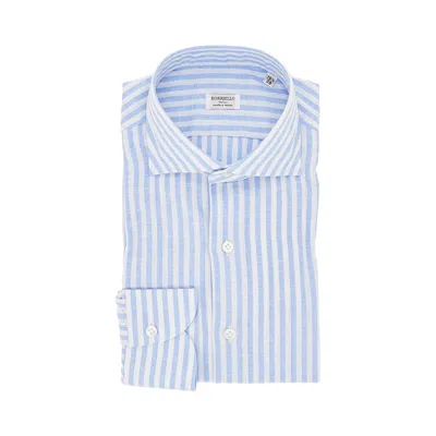Borriello Napoli Striped Cotton And Linen Shirt In Blue
