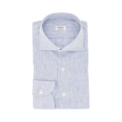 Borriello Napoli Striped Cotton And Linen Shirt In Blue