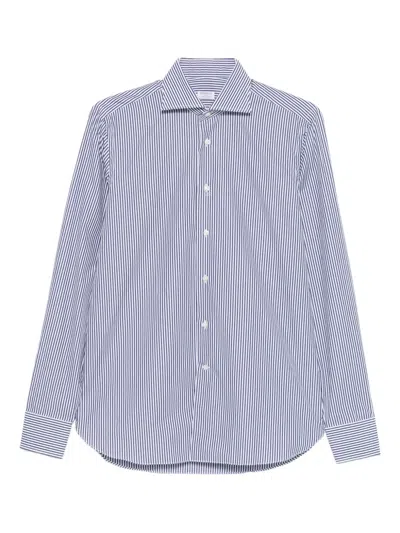 Borriello Napoli Striped Cotton Shirt In Blue