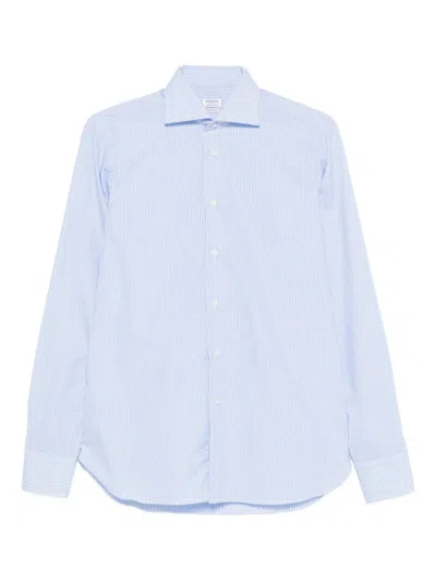 Borriello Napoli Striped Cotton Shirt In Blue