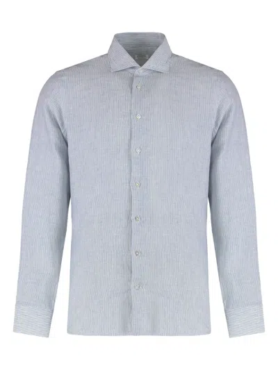 Borriello Napoli Striped Long-sleeve Shirt In Blue