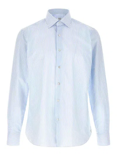 Borriello Napoli Borriello Striped Cotton-linen Shirt In Blue