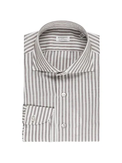 Borriello Napoli Striped Shirt In Brown