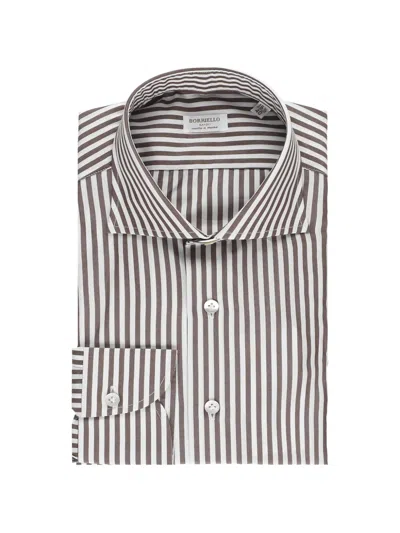 Borriello Napoli Striped Spread-collar Shirt In White