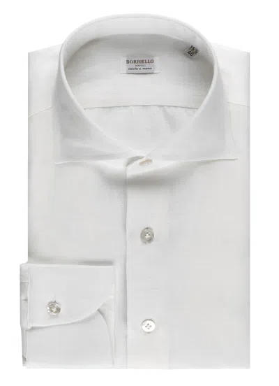 Borriello Napoli White Classic Collar Linen Shirt