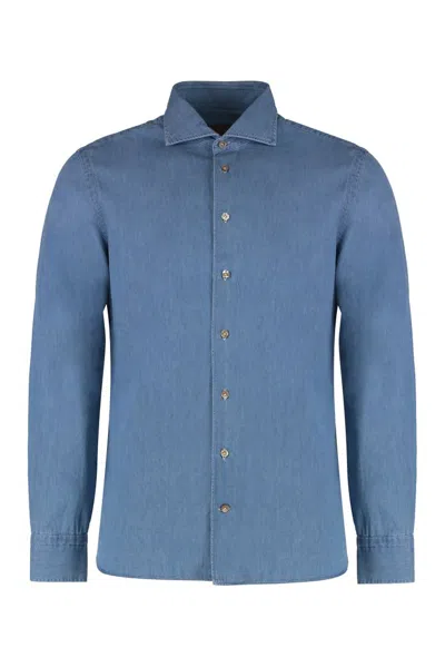 Borriello Napoli Tory Burch Denim Button In Blue