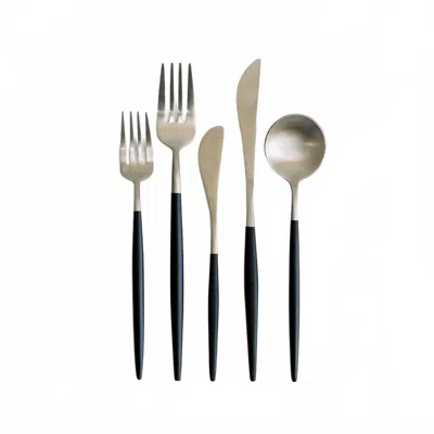 Borrowed Blu Luna Flatware 5 Piece Set In Black+silver