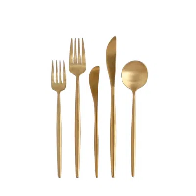 Borrowed Blu Luna Flatware 5 Piece Set In Brushed Gold