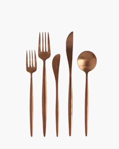 Borrowed Blu Luna Flatware Gold 5 Piece Set In Brushed Rose