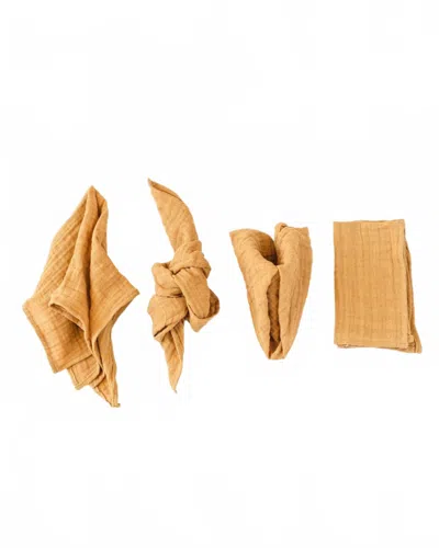 Borrowed Blu Organic Cotton Napkins Set Of 4 In Oro In Yellow