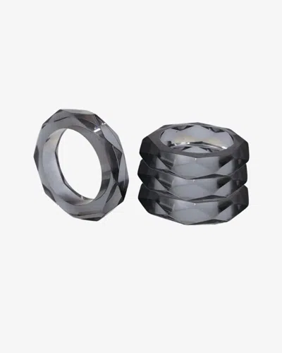 Borrowed Blu Prism Napkin Rings Set Of 4 In Charcoal