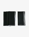 Borrowed Blu Stone Washed Linen Napkins Set Of 4 In Black+white Trim In Black