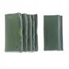 Borrowed Blu Stone Washed Linen Napkins Set Of 4 In Olive+white Trim In Green