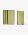 Borrowed Blu Washed Linen Napkins In Moss+white Trim