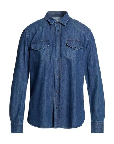 Borsa Man Denim Shirt Blue Size Xxl Cotton