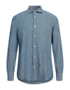 Borsa Man Shirt Blue Size 17 Cotton In Blue