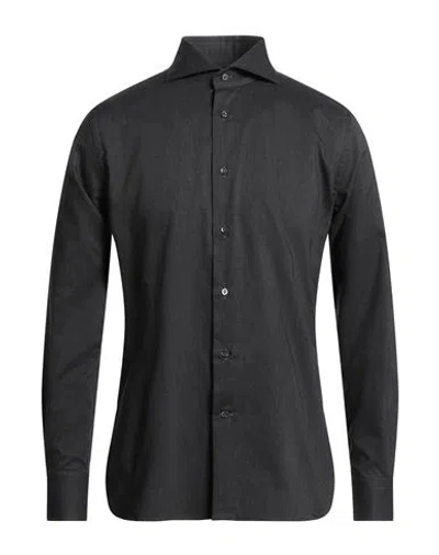 Borsa Man Shirt Charcoal Size 16 Cotton, Elastane In Grey