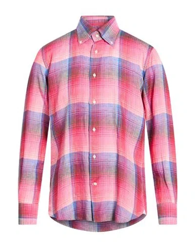 Borsa Man Shirt Fuchsia Size 15 ¾ Linen In Pink