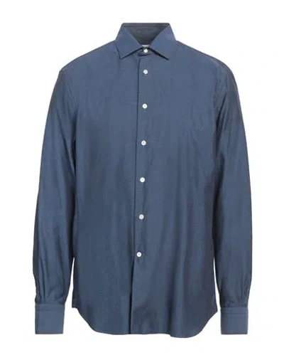Borsa Man Shirt Navy Blue Size 17 Cotton